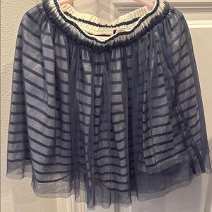 TEA size 7 Navy and cream striped tulle and cotton
